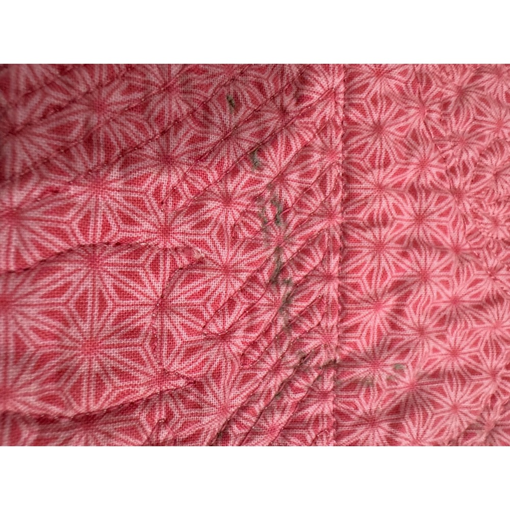 Handmade Pink Patchwork Quilt Cat Heart Floral Applique Nursery Blanket 44x44 - Picture 14 of 14